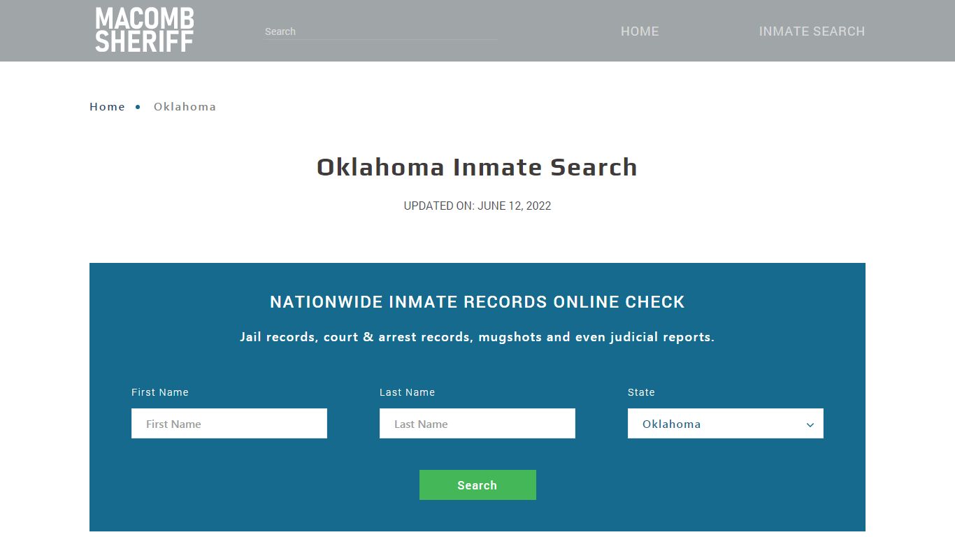 Oklahoma Inmate Search – Oklahoma Department of ...